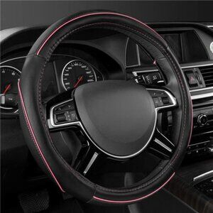 Colour Piping Leather Universal Fit Steering Wheel Cover, fit for 14.5-15 inches